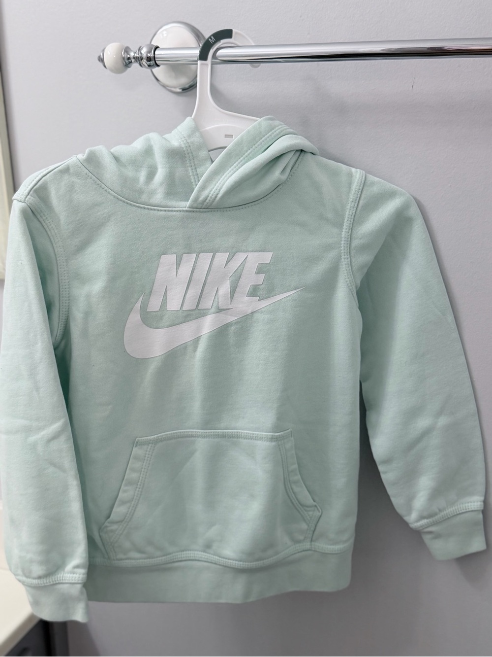 Nike Kids Mint Green Hoodie with White Logo